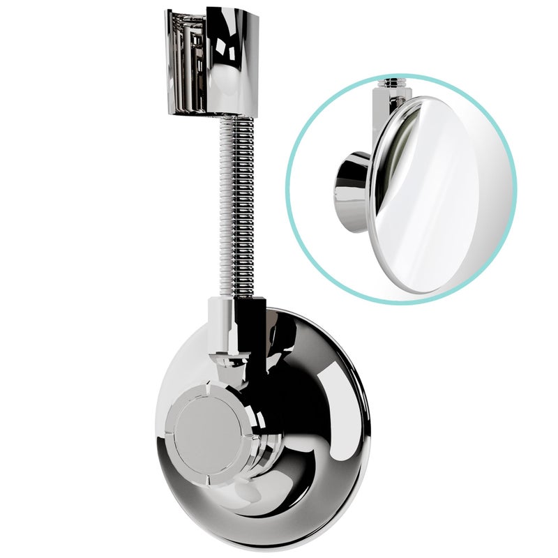 Bath Beyond Shower Head Holder - Flexible Shower Head Holder Adjustable Vacuum Suction Cup Shower Head Wall Mount Holder for Hand Held Shower Head (Adhesive Sticker Provided) (Chrome) - Image 2